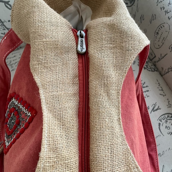 NWT CATORI Hira printed fabric scoop shopper embroidered hobo tote shoulder bag - Picture 5 of 10